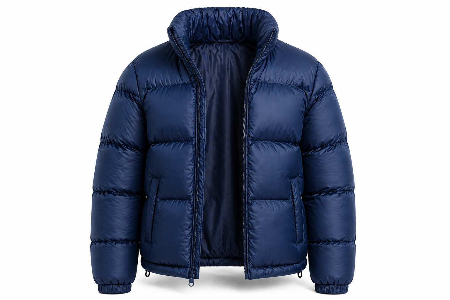 puffer jacket blue open zip puffer jacket blue open