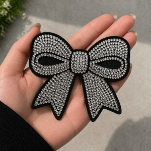 Sparkling Rhinestone Bow Applique Patch