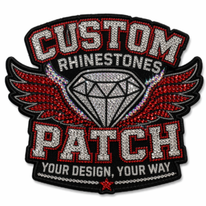 Custom Full-Bling Rhinestone Diamond & Wings Applique Patch