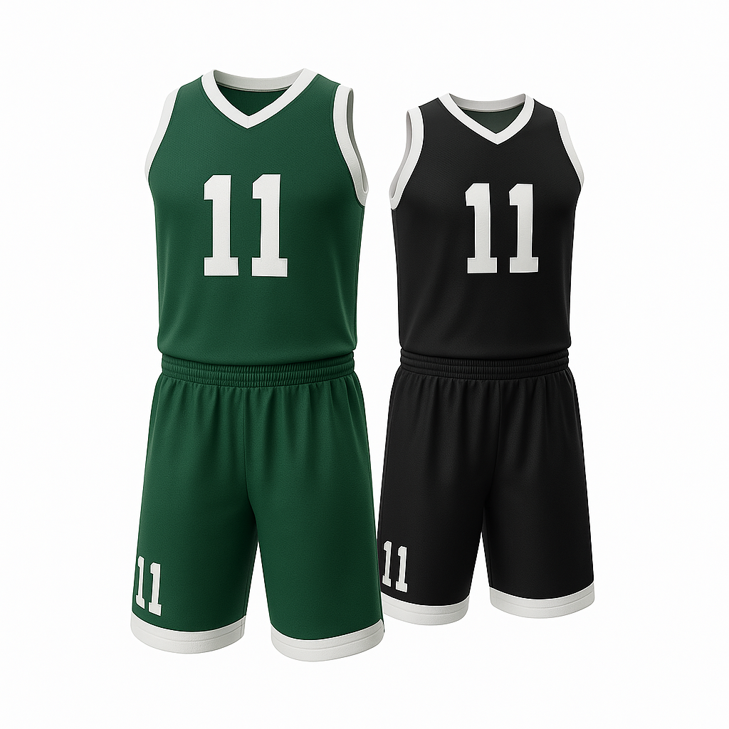 Lightweight reversible basketball kit with moisture-wicking fabric and professional team styling