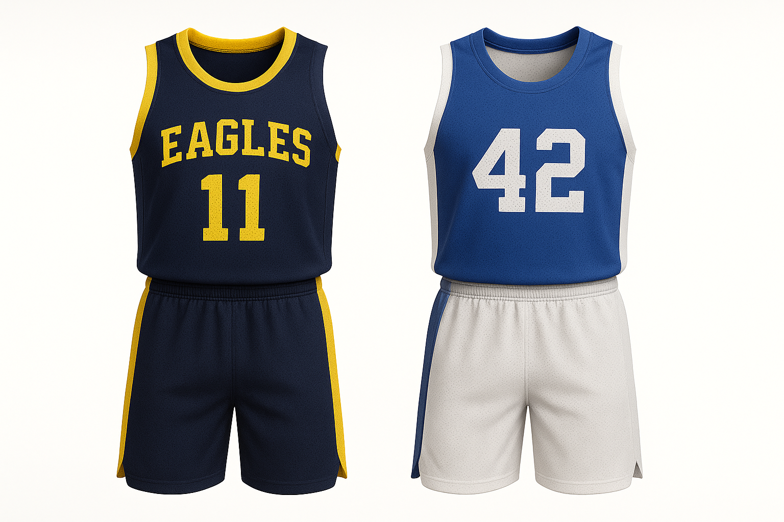 Custom reversible basketball uniform set with sleeveless jersey and matching shorts