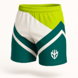 Green and white rugby shorts design